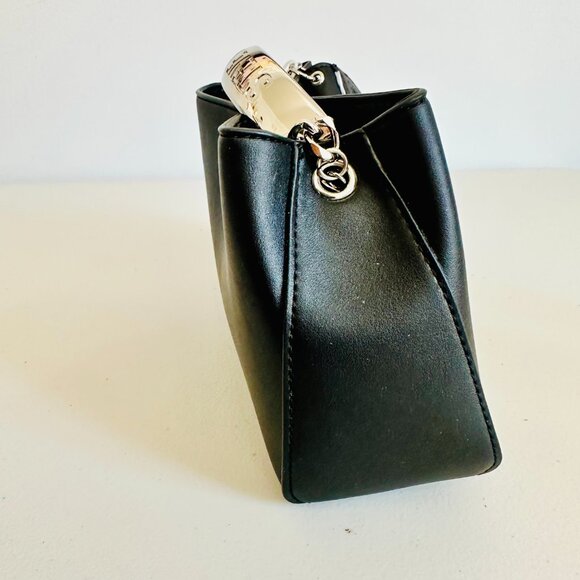 STEVE MADDEN 2-WAY BLACK FAUX LEATHER SATCHEL CROSSBODY BAG $88 - Picture 2 of 9